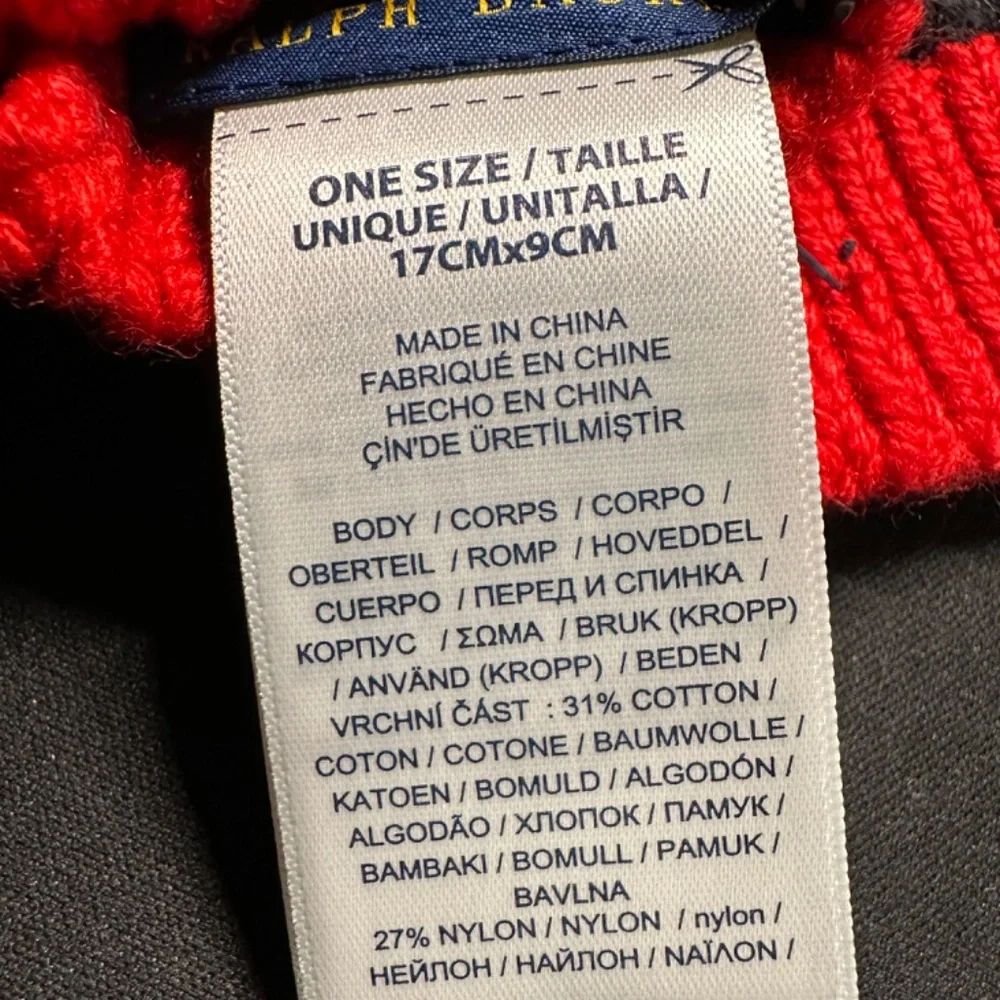 Polo Ralph Lauren Mittens Black Red One Size 7-16 Brand New With Tags